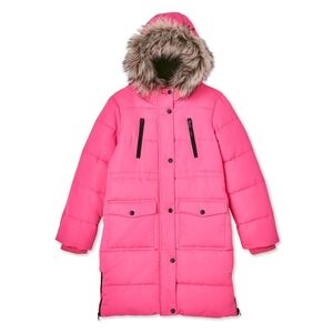 NWOT George Pink Puffer Jacket with Faux Fur Hood